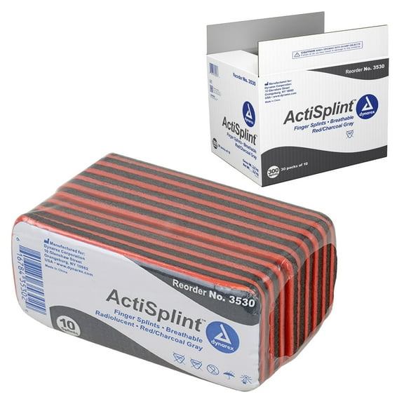 Dynarex Multipurpose ActiSplints - Reusable Waterproof First Aid Splints for Emergency Medical Supplies & Sports Medical Kit - 1¾" × 3¾ Finger Splint, Case of 300