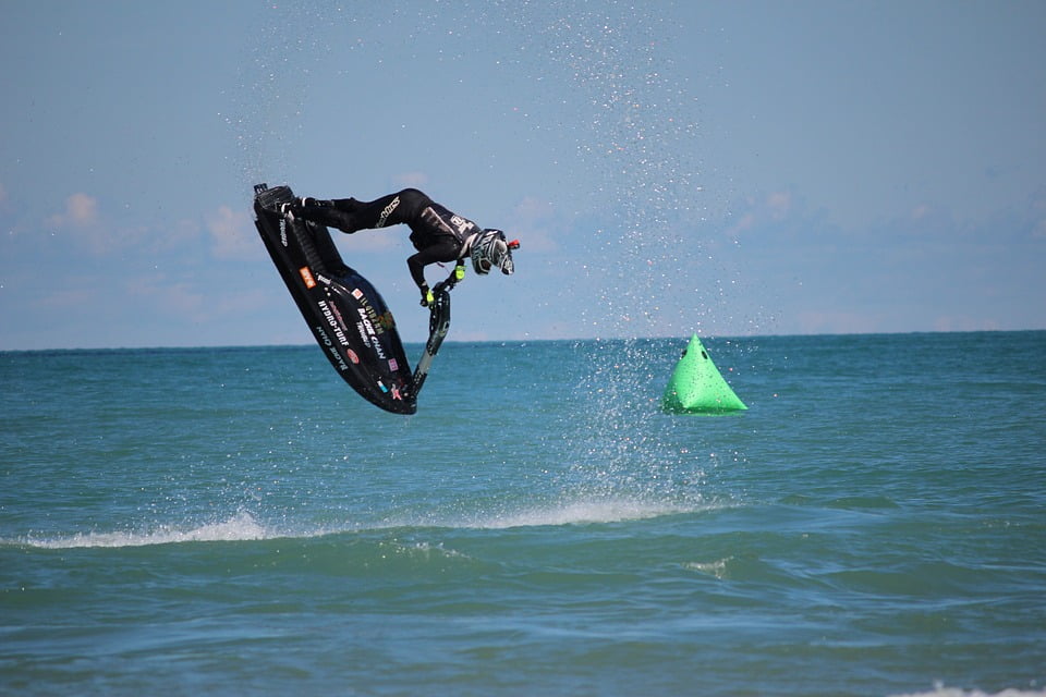 Jet Ski Action Sports Backflip Backie Chan12 Inch By 18 Inch Laminated