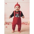 thumbnail image 5 of BemeyourBBs Newborn Baby Boy My First Valentines Day Outfit Romper Heart Suspender Pants and Cap 3 Pcs Set Cute Infant Spring Clothes, 5 of 9