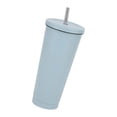 thumbnail image 3 of Taza de café de 750 ml, taza de viaje de acero inoxidable con aislamiento, tapa y pajita, para bebidas frías y calientes, para viajes, casa, camping, oficina, color azul claro, 3 of 12