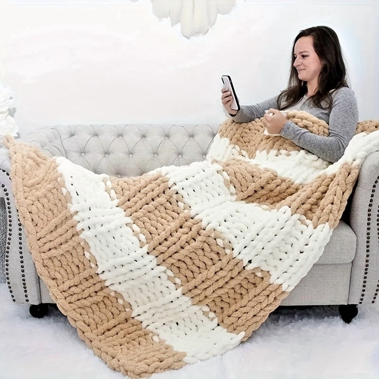 1 Pc Portable 48-Inch Handheld Wooden Loom - Beige with Smooth Pegs, Complete Hardware Kit, Natural Wood Grain End for Weaving Thick Blankets and Scarves