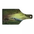 thumbnail image 1 of Unicorn Cutting Board, Enchanted Forest Fantasy Willow Trees Wildflowers Woodland Animal Folklore, Decorative Tempered Glass Cutting and Serving Board, Wine Bottle Shape, Green White, by Ambesonne, 1 of 1