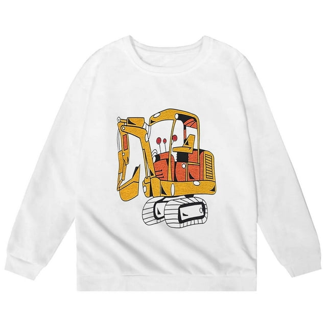 PMVFHDE Liquidation Automne Sweat-Shirt Col Rond Mode Enfants Personnalité Décontractée Imprimé Col Rond Sans Capuche Manches Longues Sweat-Shirt Blanc,130