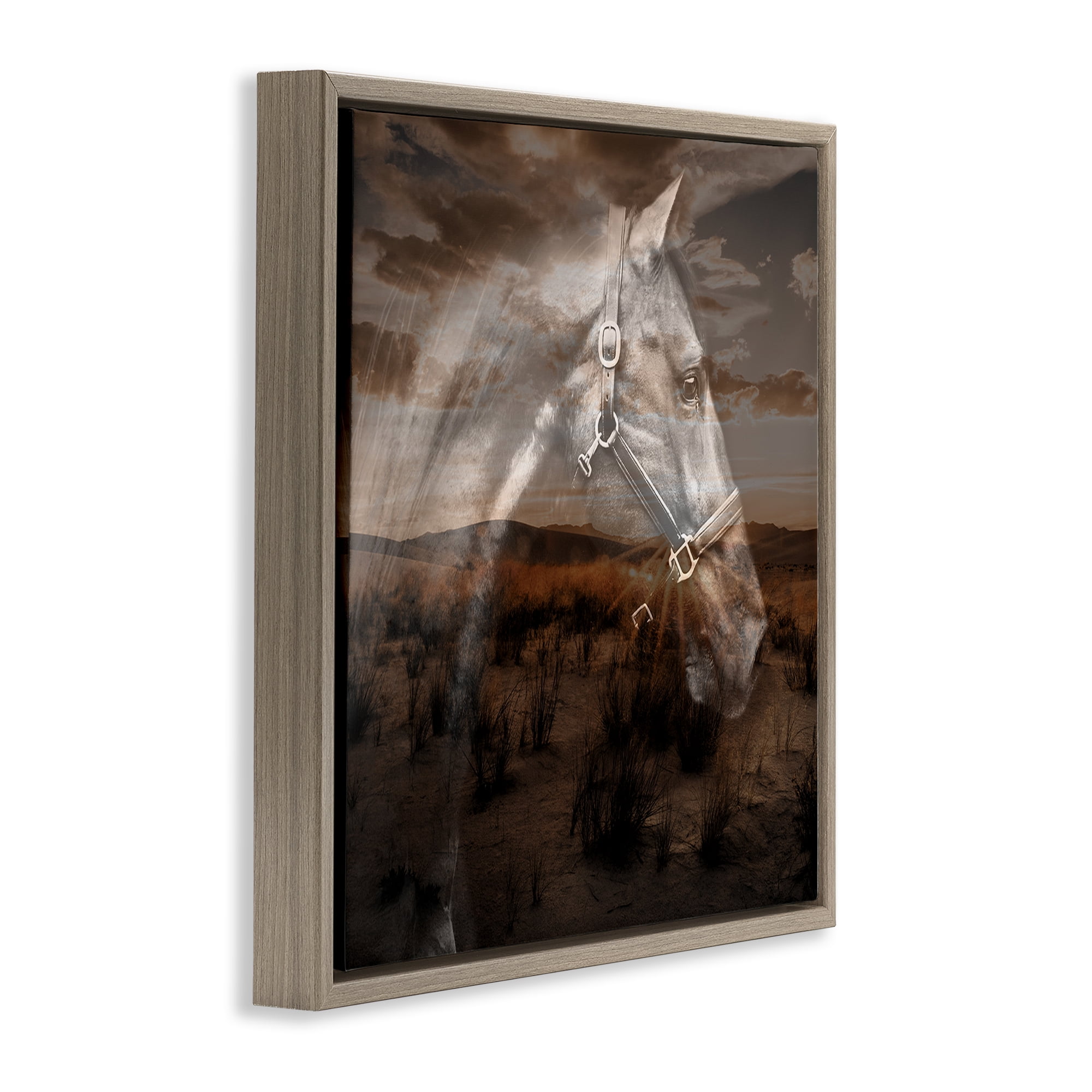 Stupell Industries Horse over Nature Visage Animals Painting Brown Floater Framed Canvas Art Print Wall Art, 25 x 25