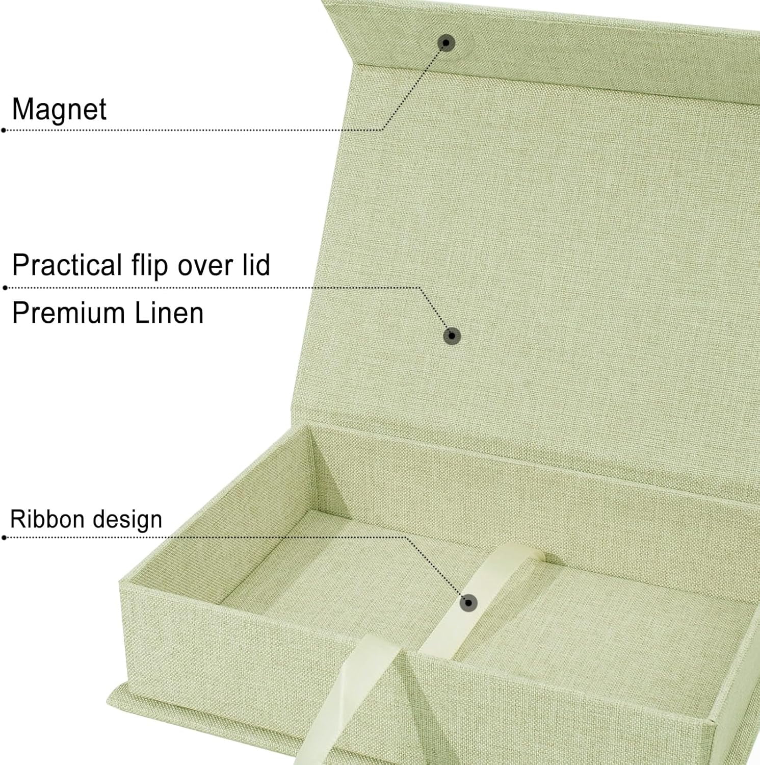 Lanola 8x10 Archival Photo Storage Box with Lid – Stackable Memory Keepsake Organizer for Photos, Certificates, Jewelry & Scrapbooking Supplies Grass Green