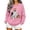 Pink, variant on Women Pink Ghost Black Cat Pumpkin Graphic Crewneck Sweatshirt Cute Halloween Holiday Pullover Top
