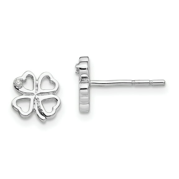 Primal Silver Sterling Silver Diamond Clover Post Earrings
