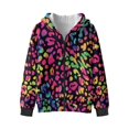 thumbnail image 2 of POLERO Girls Zip Up Hoodies Multicolor Leopard Print Teen Long Sleeve Hooded Sweatshirts Jackets Kids Fall Warm Outfits Winter Clothes, Size S, 2 of 8