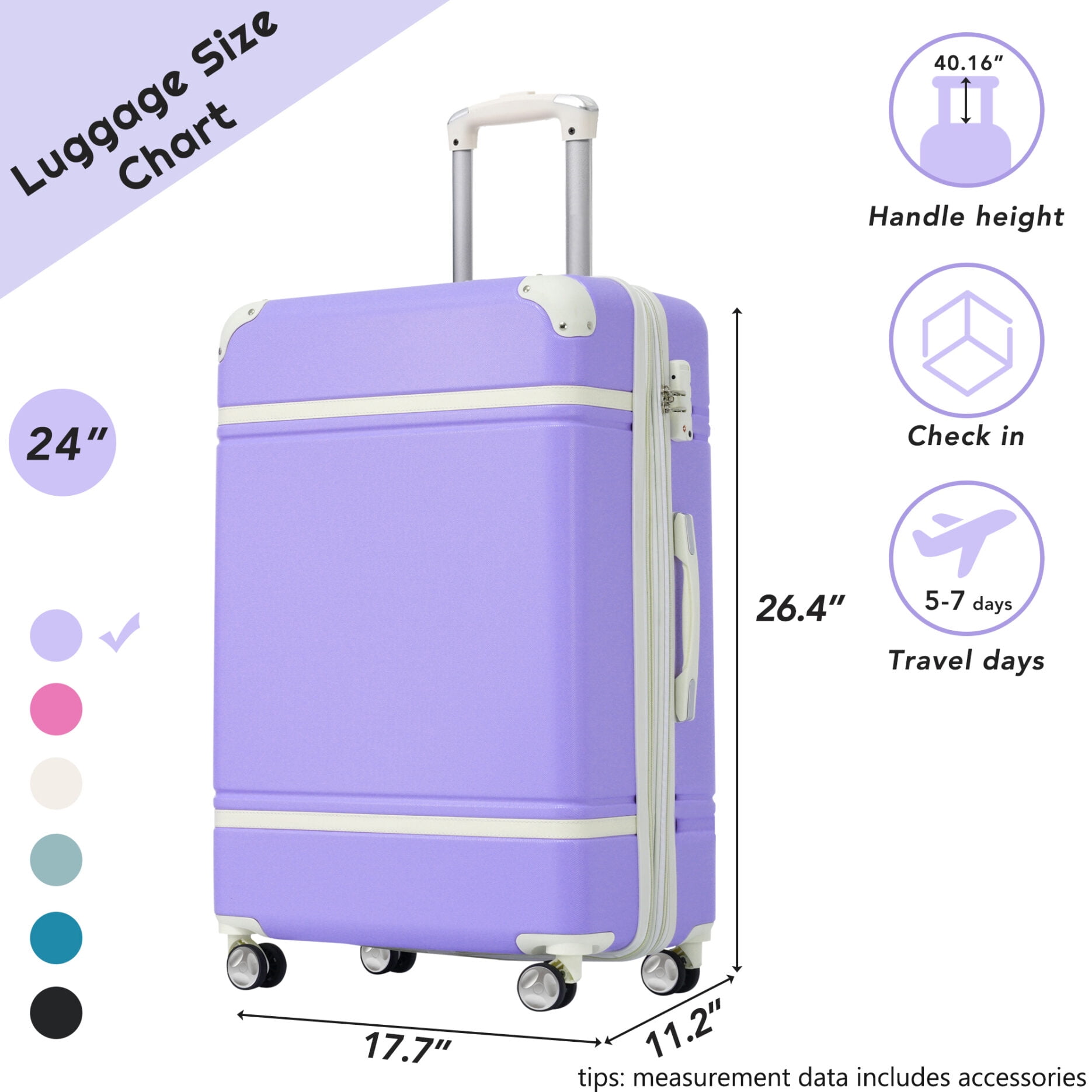 24 inch luggage size in cm