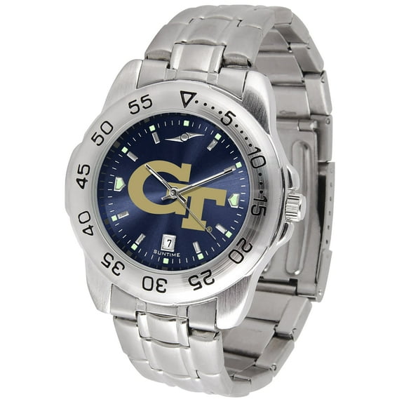 Navy Georgia Tech Yellow Jackets Sport Steel AnoChrome Watch