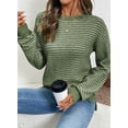 thumbnail image 5 of DOKOTOO Womens Sweaters Striped Knit Pullover Sweater Loose Fit Long Sleeve Crewneck Side Split Pullover Sweater Tops S-2XL, 5 of 11