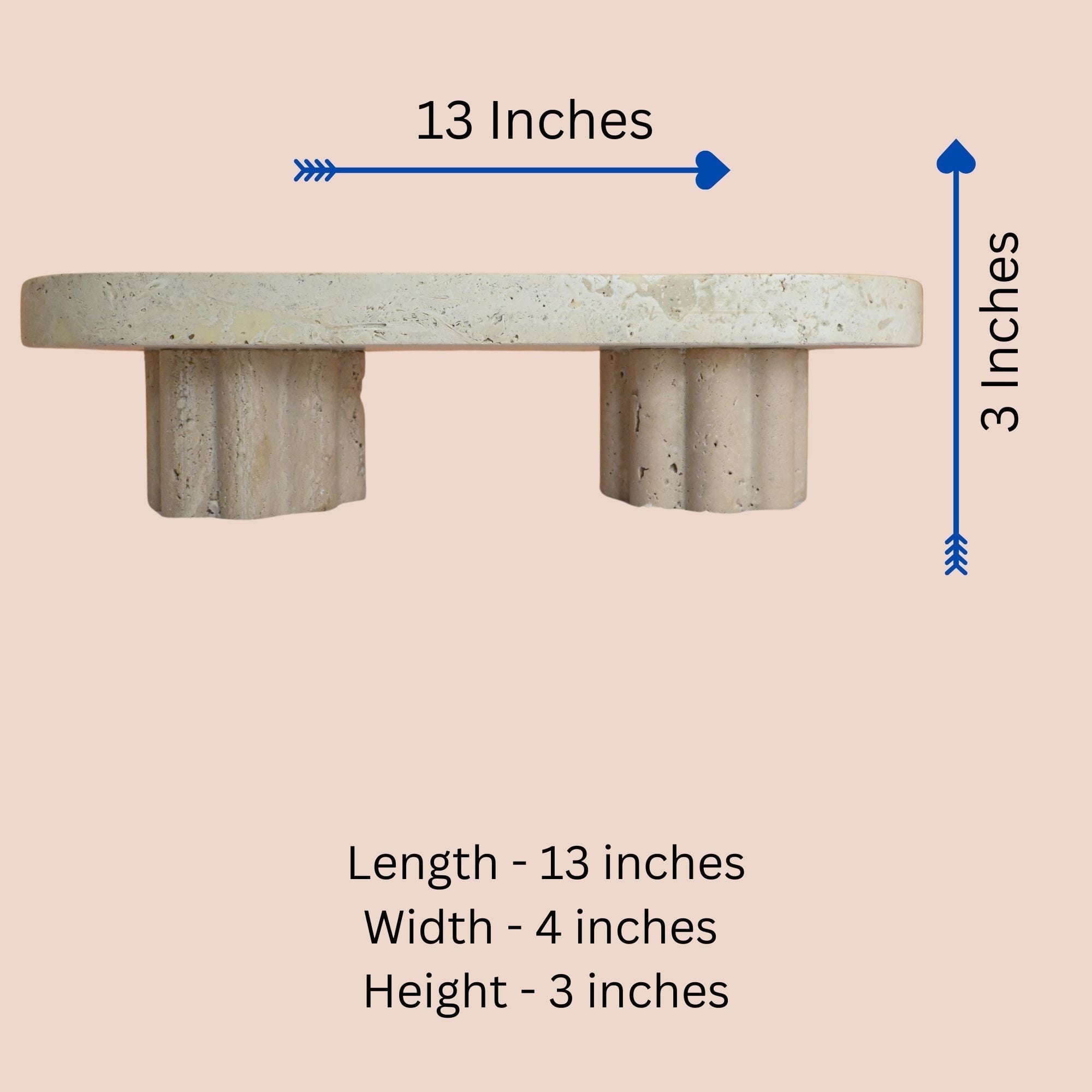 Travertine Marble footed tray - 13 inch Large tray with feet