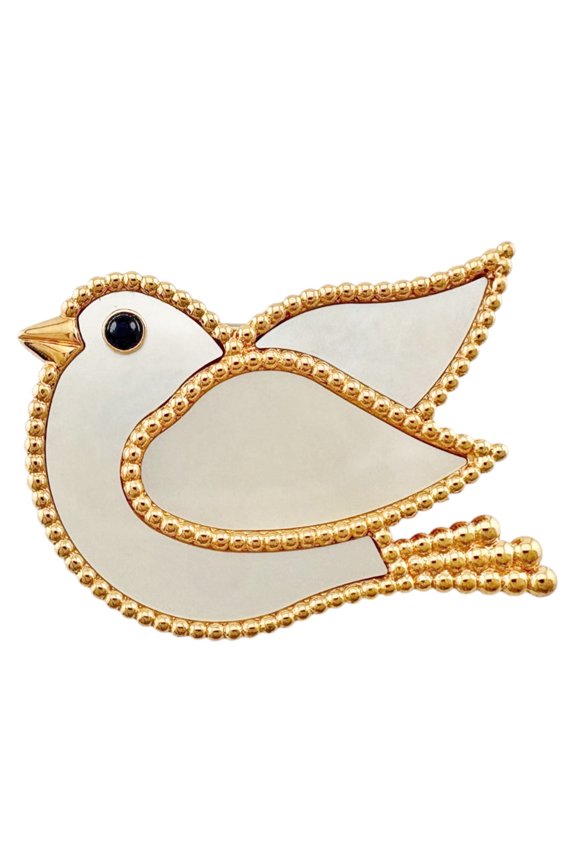 Pre-Owned Van Cleef & Arpels Lucky Animals Dove Clip Brooch, 18K Pink Gold, Mother-of-Pearl,...