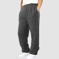thumbnail image 5 of Men's Casual Pants Men’ s Small Quilted Warm Casual Pants Lined Sweatpants Wide Straight Leg Bottom Sweatpants Joggers Workout High Waisted Yoga With Pockets Dark Gray S, 5 of 7