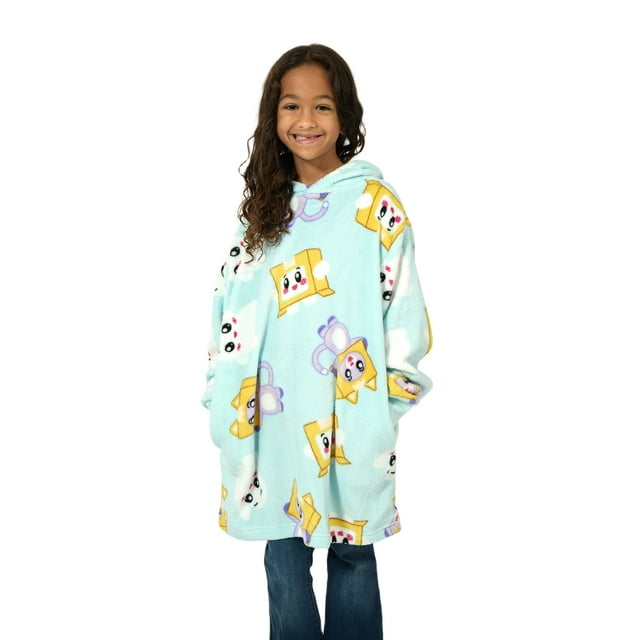 LankyBox All-Over Character Print Long Sleeve Boy's Blue Hooded Sweatshirt-S/M