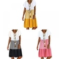 thumbnail image 3 of Robes d'Été Décontractées pour Femmes Mignonne Boho Manches Courtes V Robe de Plage Coupe Ample, 3 of 4
