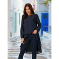 thumbnail image 3 of DARING DIVA Women's Lantern High Low Asymmetrical Irregular Hem Blouse Tops L Dark Blue, 3 of 6