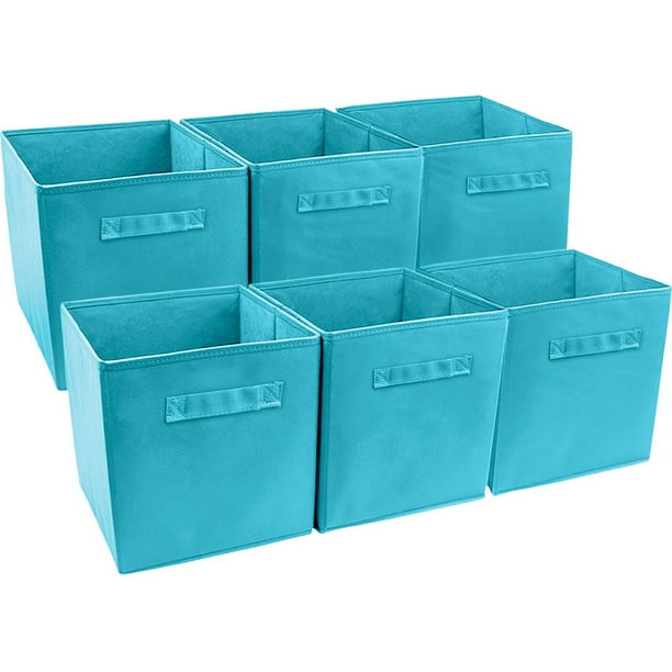 Sorbus Foldable Storage Cube Basket Bin, 6 Pack, Aqua