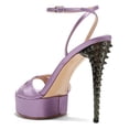 thumbnail image 4 of FSJ Women Open Toe Ankle Strap Platform Sandals Strappy Stiletto High Heels with Rivets Sexy Prom Themed Party Shoes Size 11 Purple, 4 of 6