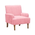 thumbnail image 3 of Silla de acento moderno con 2 "Wide Wale Corduroy, 9" patas de madera maciza, cómodo sillón tapizado en café oscuro para la sala de estar, 3 of 5