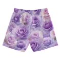 thumbnail image 2 of Kids' Beach Pants Comfortable Swim Trunks Light Purple Roses Pattern Shorts for Pool Vacation and Lounge Wear 2T, 2 of 8