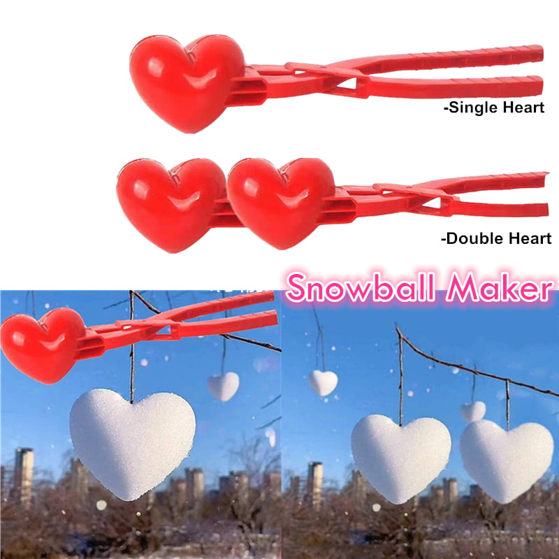 Plastic Snowball Maker Clip Winter Outdoor Ball Heart Shaped Mold Toys R5A7 