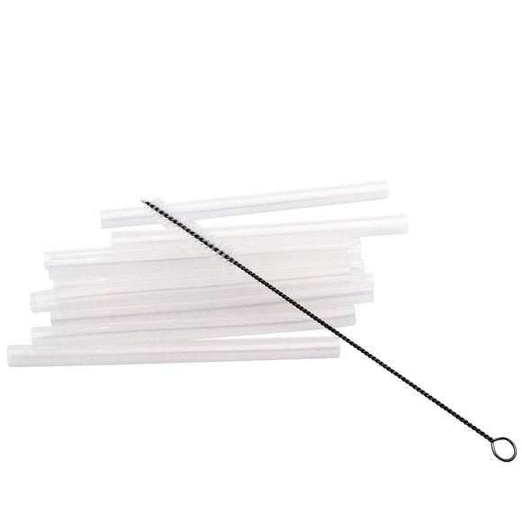 Platinum Silicone Reusable Drinking Straws for Mason Jars and Other Glasses and Cups (10 Short Straws + Cleaning Brush)