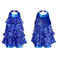 thumbnail image 1 of TiaoBug Robe Mini Sans Manches à Sequins Brillants avec Franges pour Filles, Robe de Salsa de Jazz Latin, Robe de Rumba Unitard Bleu Royal 10, 1 of 6