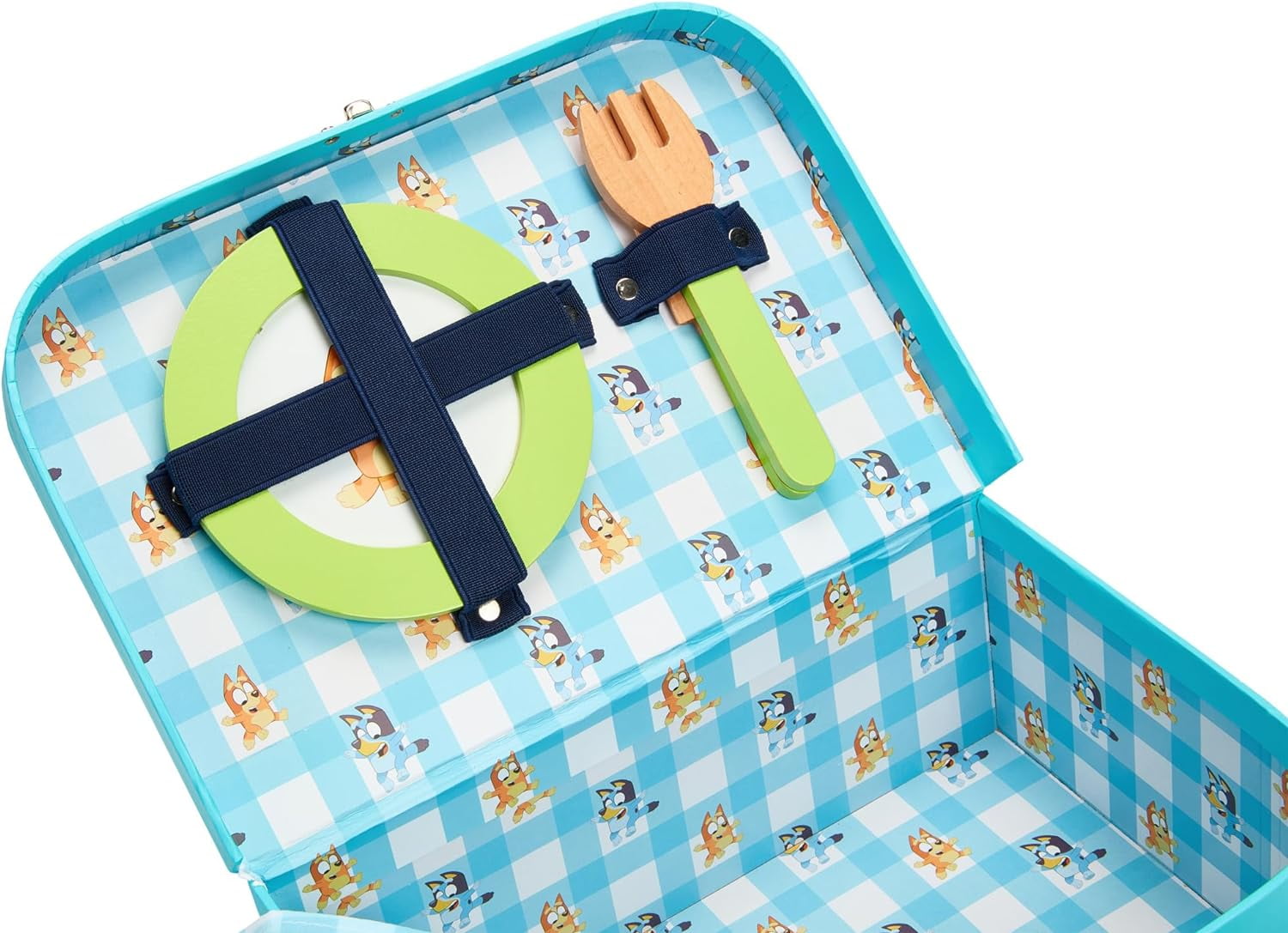 BlueY - Brandclub - Bluey Picnic Basket Set , 30 Piece Wooden
