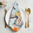 thumbnail image 2 of Easter Cloth Napkins, Spring Farmhouse Bunny Flower Teal Wood Grain Washable and Reusable Dinner Napkins Set of 2, Table Napkin for Kitchen Party Birthday Wedding Hotel Housewarming 20"x20", 2 of 9