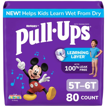 PULL-UPS BOYS’ POTTY TRAINING PANTS, 5T-6T (46+ LBS), 80 COUNT (SELECT FOR MORE)
