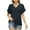 Black, variant on JIUKE Tops for Women Dressy Casual Short Sleeve Shirts V Neck Solid Color Loose Fitted Plain Work Blouses