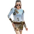 thumbnail image 1 of Robe d'Été à Palm Springs Col Carré Robe d'Été Douce Femme Élégante Imprimé Halter Palm Springs Mi-Longue, 1 of 5