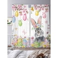 thumbnail image 3 of Easter Bunny Sheer Curtains 108 Inch Length 2 Panels Set Window Treatments, Colorful Easter Eggs Spring Pink Peach Flowers Rod Pocket Semi Curtains for Living Room/Bedroom/Kitchen, 104"W x 108"L, 3 of 7