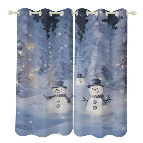Merry Christmas Snowman Christmas Tree 2 Panels Curtains for Bedroom Living Room Drapes Kitchen Window Curtain Home Decor