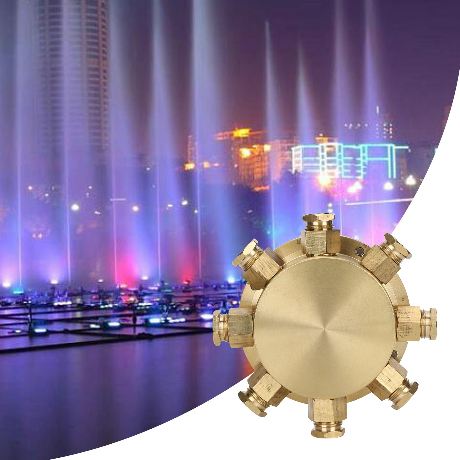 Yajisi 8-Hole Waterproof Underwater Junction Box for Outdoor Equipment Light, Alloy Copper Material 5.5 inches / 14 cm Diameter, Heavy Duty Electrical Box for Garden Fountain and Tunnel