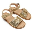 thumbnail image 7 of DADAWEN Toddler Girls Sandals Flats Open Toe Two Strap hook&loop Dress Sandals Gold 3 Little Kid, 7 of 7