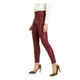 thumbnail image 3 of INC Womens Red Faux Leather High-rise Skinny Leggings 0, 3 of 4