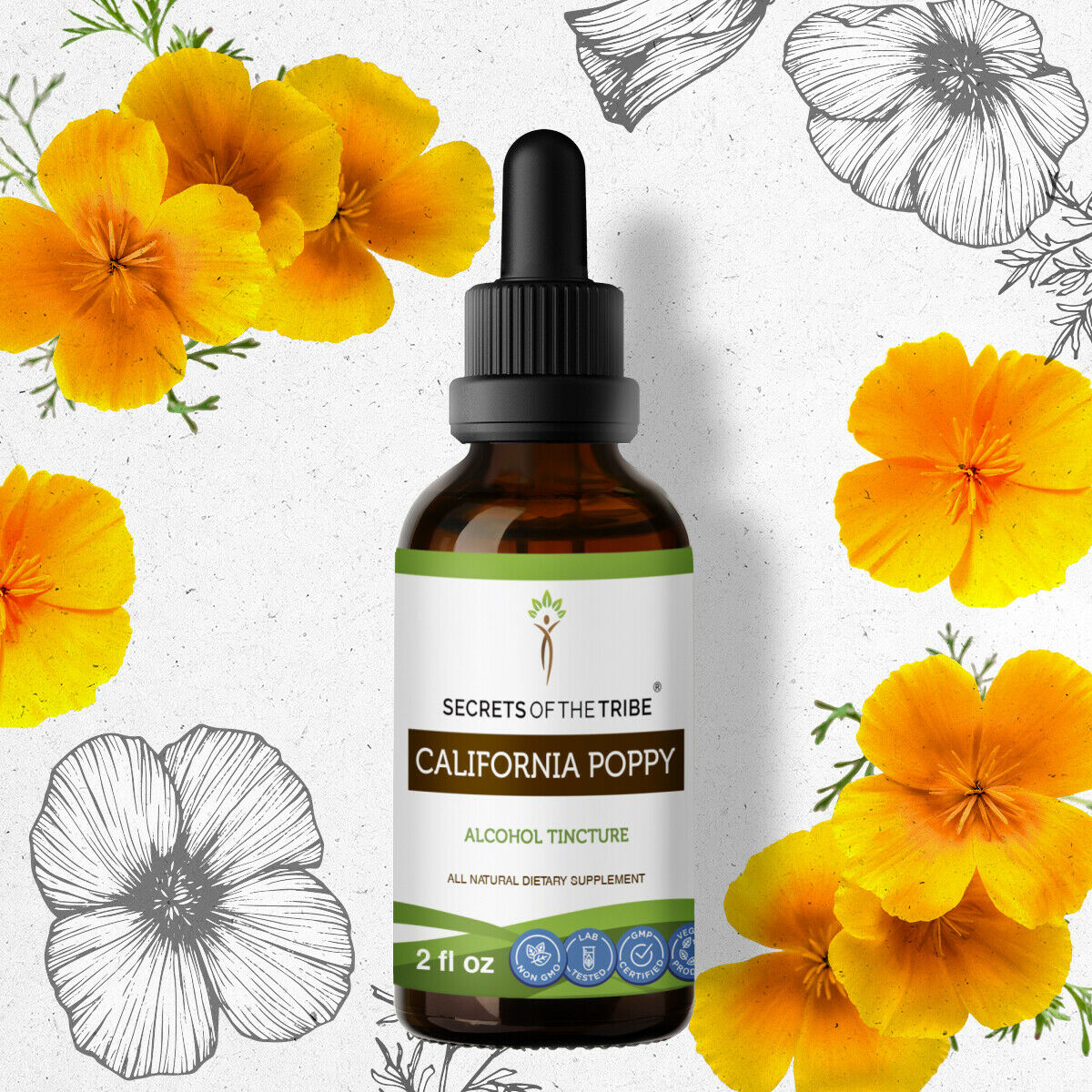 California Poppy Tincture Alcohol Extract, Organic California Poppy