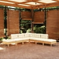 thumbnail image 1 of vidaXL 7 Piece Garden Lounge Set with Cream Cushions Pinewood, 1 of 5
