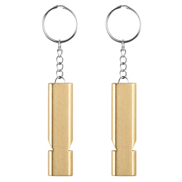 Cadena,Aluminio Silbato de aleación de aluminio 2PC con clave silbato silbato de frecuencia De-cibel de alta señal de camping y senderismo