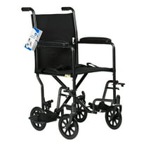 Dynarex DynaRide Transport Wheelchair - 17" x 16" Seat, Fixed Full Arms & Swing Away Footrests, 250 lb. Weight Capacity, Silver, 1 Wheelchair