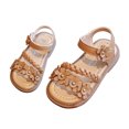 thumbnail image 2 of Eltusu Girls Sandals with Strap, Soft Sole Open Toe No Slip Comfort Summer Shoes Khaki Size 11(Little Kids), 2 of 7