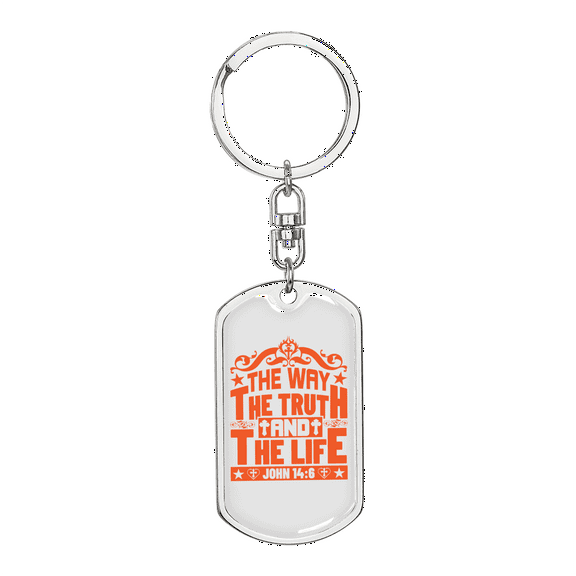 The Truth And The Life John 14:6 Stainless Steel or 18k Gold Premium Swivel Dog Tag Keychain