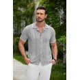 thumbnail image 2 of COOFANDY Men's Knit Button Down Shirt Vintage Short Sleeve Polo Shirts Casual Beach Tops, 2 of 6