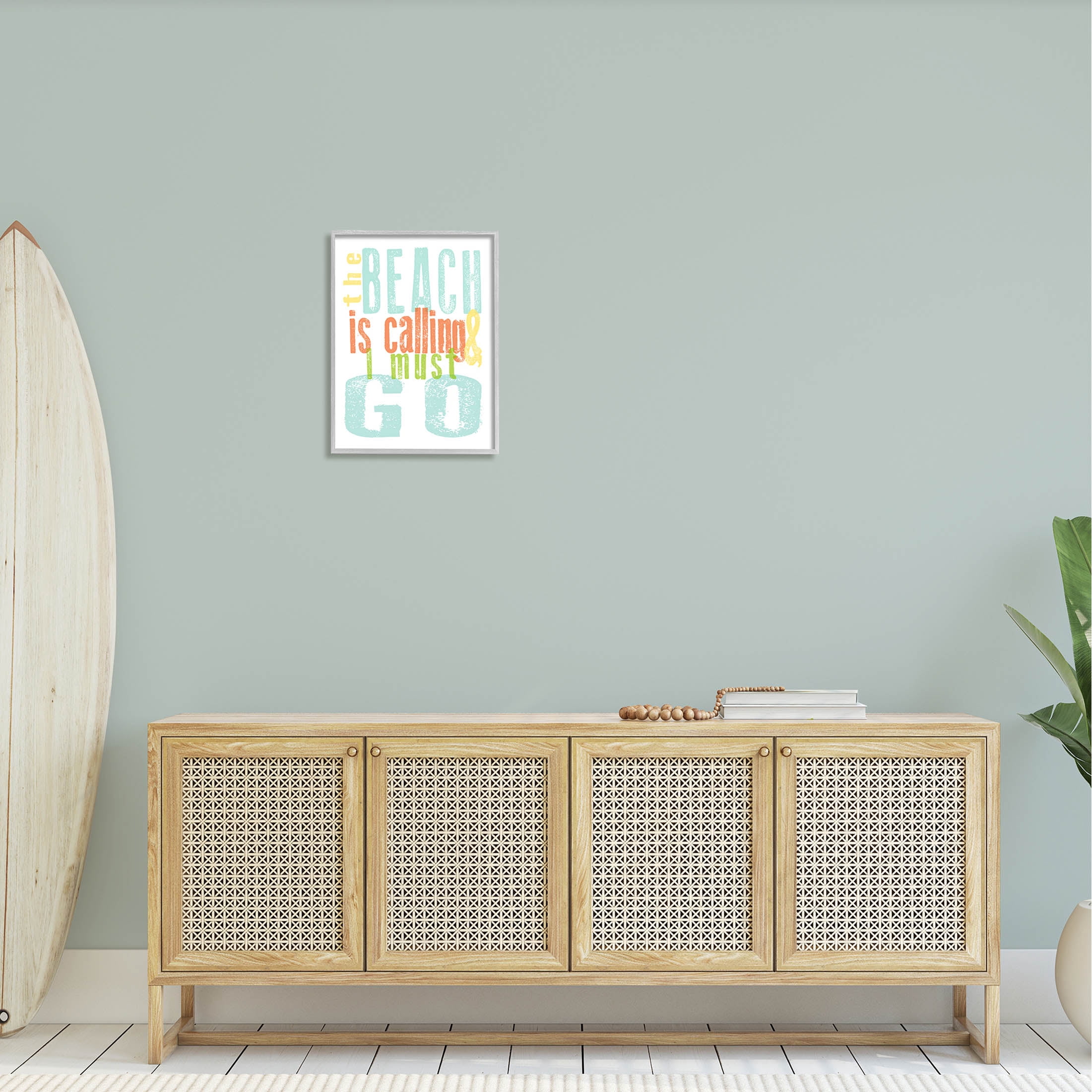 Stupell Industries Beach Is Calling I Must Go Phrase Graphic Art Gray Framed Art Print Wall Art, Design by Alli Rogosich