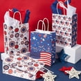 thumbnail image 3 of 15Pcs Patriotic Party Favor Bags American Flag Bags with 18Pcs Tissue Paper 4th of July Independence Star Rectangle Handle Wrapping Tote Gift Pouches, 3 of 5