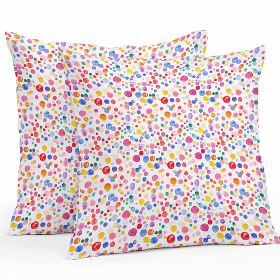 Polka Dots Outdoor Pillow Covers Pack of 2 Watercolor Red Pink Blue Waterproof Throw Pillow Covers Decorative Cushion Cases for Patio Garden Tent Balcony Couch 16x16 inch