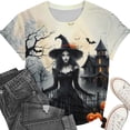 thumbnail image 5 of Witch Broom Cute Graphic T-Shirt for Women Crew Neck Short Sleeve Loose Casual Tops Fall Tees Multicolor M, 5 of 7