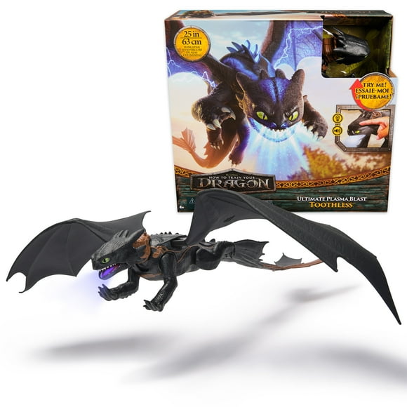 Dreamworks Dragons, How To Train Your Dragon, Toothless Cracheur de plasma ultime avec ailes de 63,5 cm et effets sonores et lumineux, jouets pour enfants à partir de 4 ans Dreamworks Dragons, How To Train Your Dragon, Toothless Cracheur de plasma ultime avec ailes de 63,5 cm et effets sonores et lumineux, jouets pour enfants à partir de 4 ans